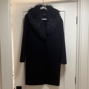 Neiman Marcus 100% Cashmere coat with real Silver Fox Fur Trim